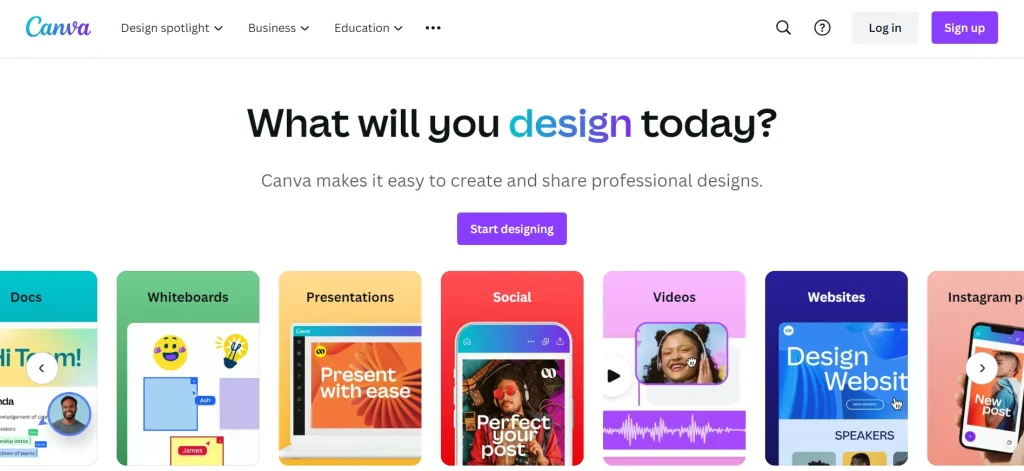 Canva website Homepage