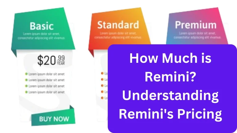 Overview of Remini's subscription pricing with a purple box written How Much is Remini over it