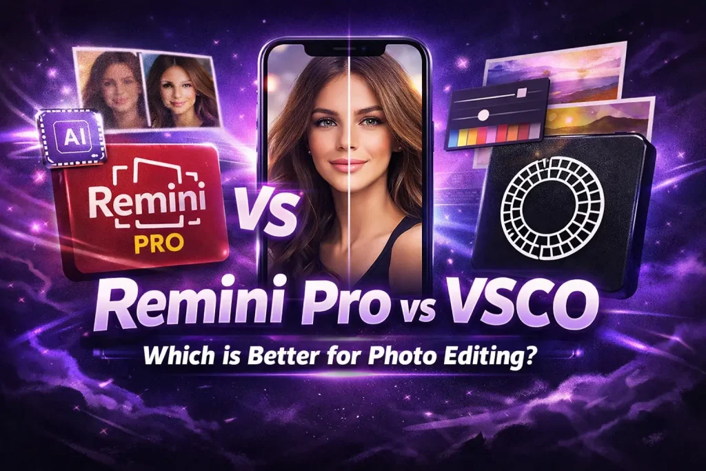 Remini Pro vs VSCO photo comparison