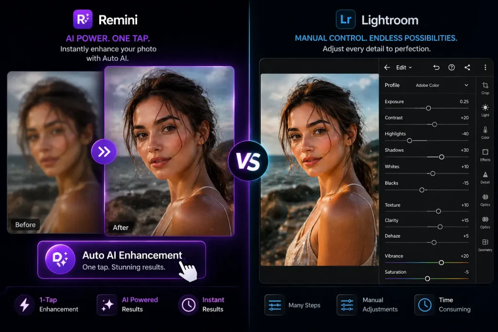 Remini vs Lightroom-Core differences